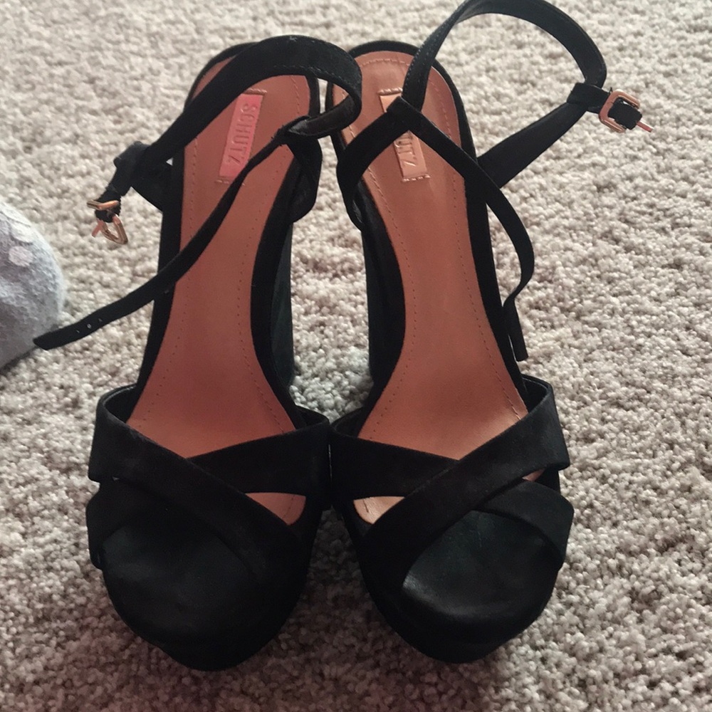 Women’s black high heel wedge